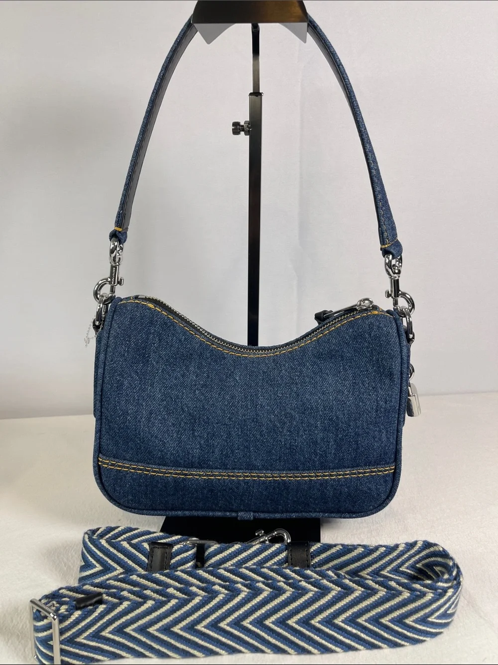 Marc Jacobs Drifter Denim Convertible Shoulder Crossbody Bag Blue